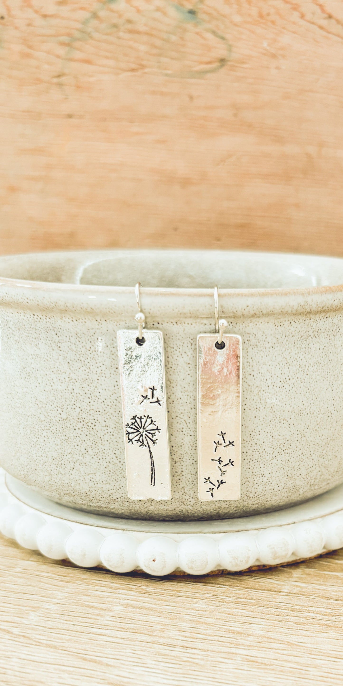 Silver Slat Dandelion Earrings