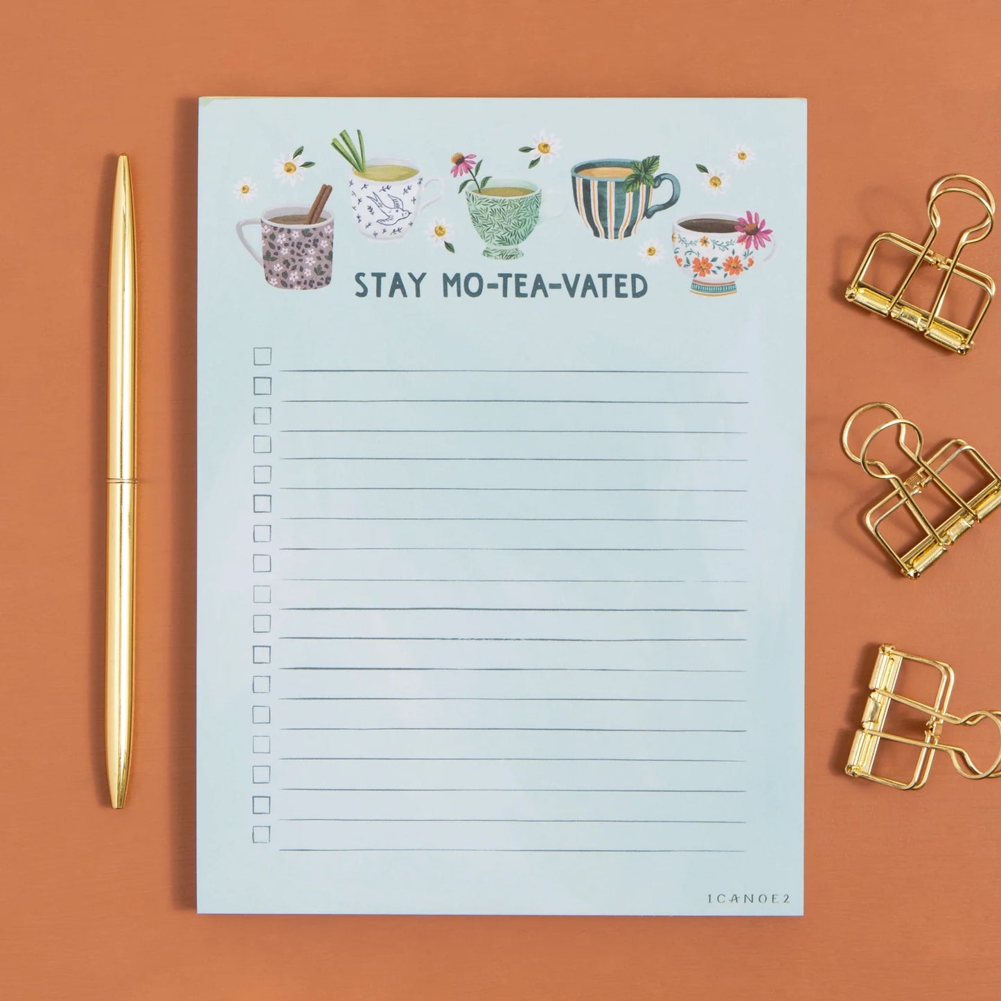 Stay Motivated Teacups 6x8 Notepad